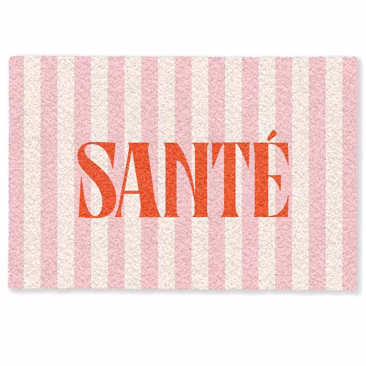 Deurmat - Zachtroze - Rood - Strepen - Santé — 1