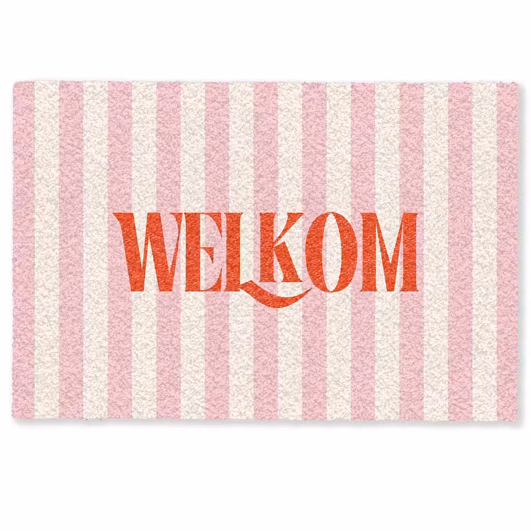 Deurmat - Zachtroze - Rood - Strepen - Welkom — 1
