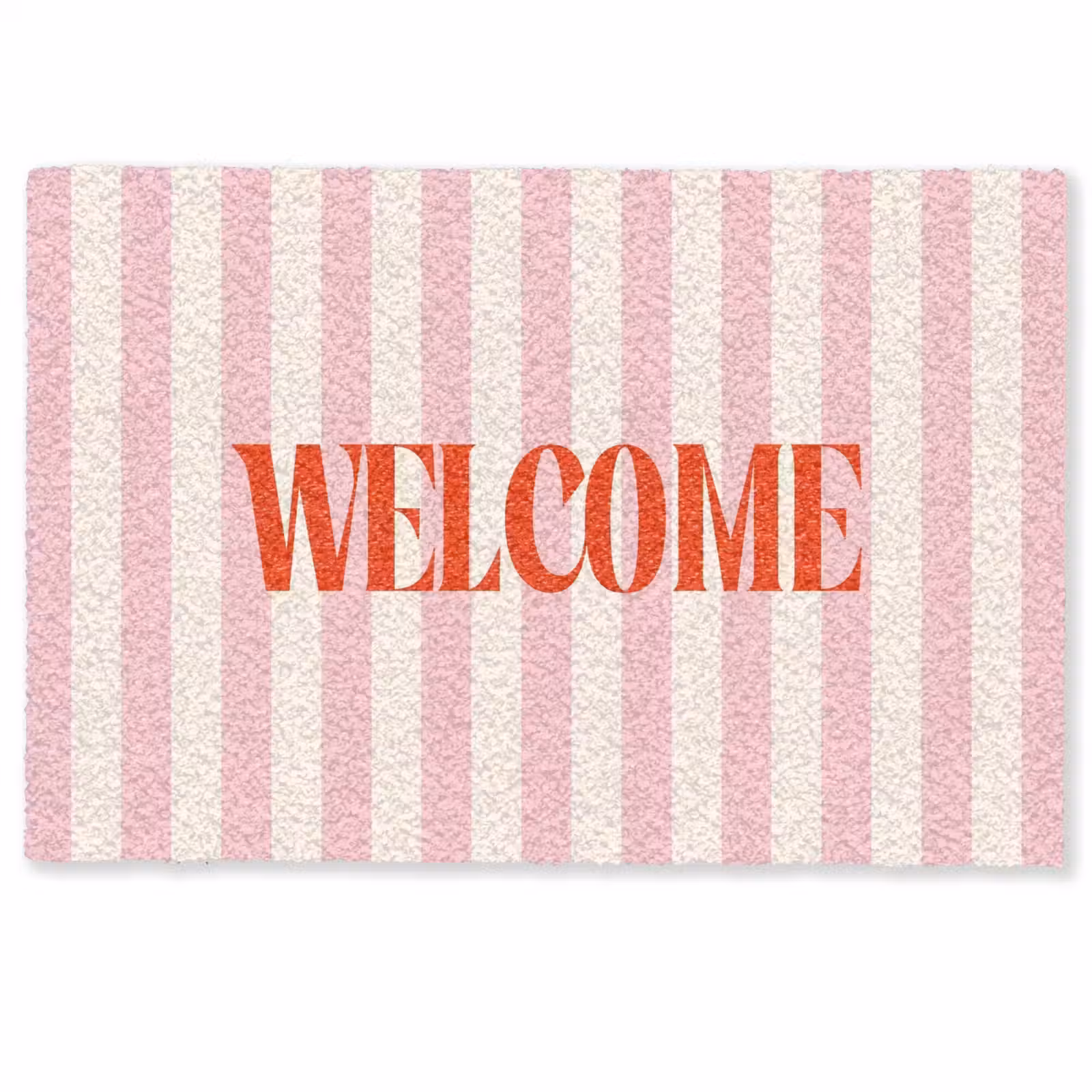 Deurmat - Zachtroze - Rood - Strepen - Welcome — 1