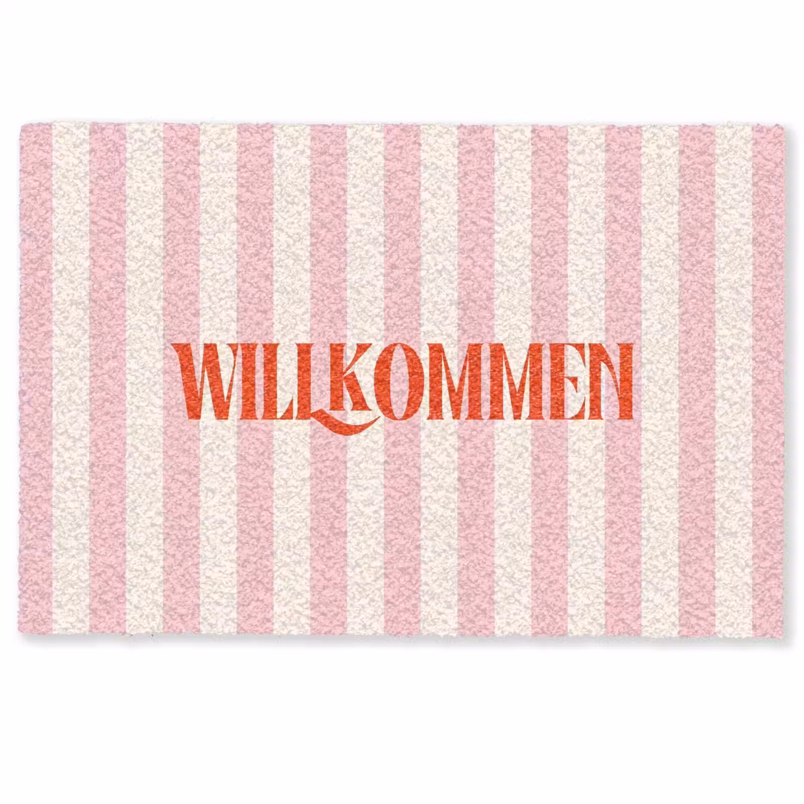 Deurmat - Zachtroze - Rood - Strepen - Wilkommen — 1