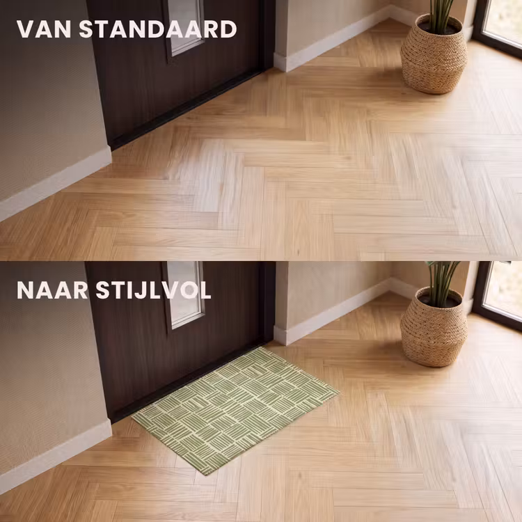 Deurmat - Saliegroen - Blokken - Handgetekend - Patroon — 3