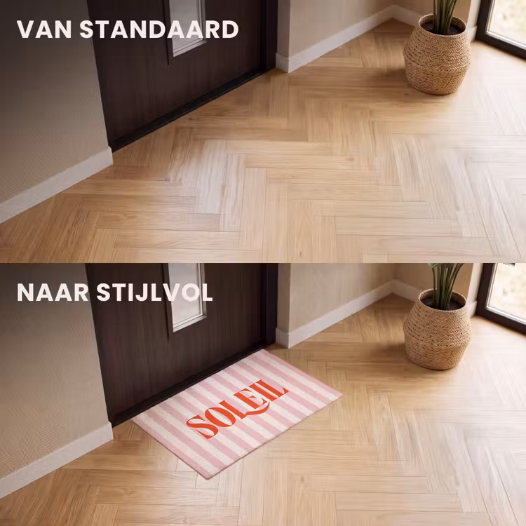 Deurmat - Zachtroze - Rood - Strepen - Soleil — 3