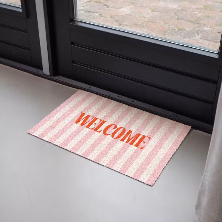 Deurmat - Zachtroze - Rood - Strepen - Welcome — 2