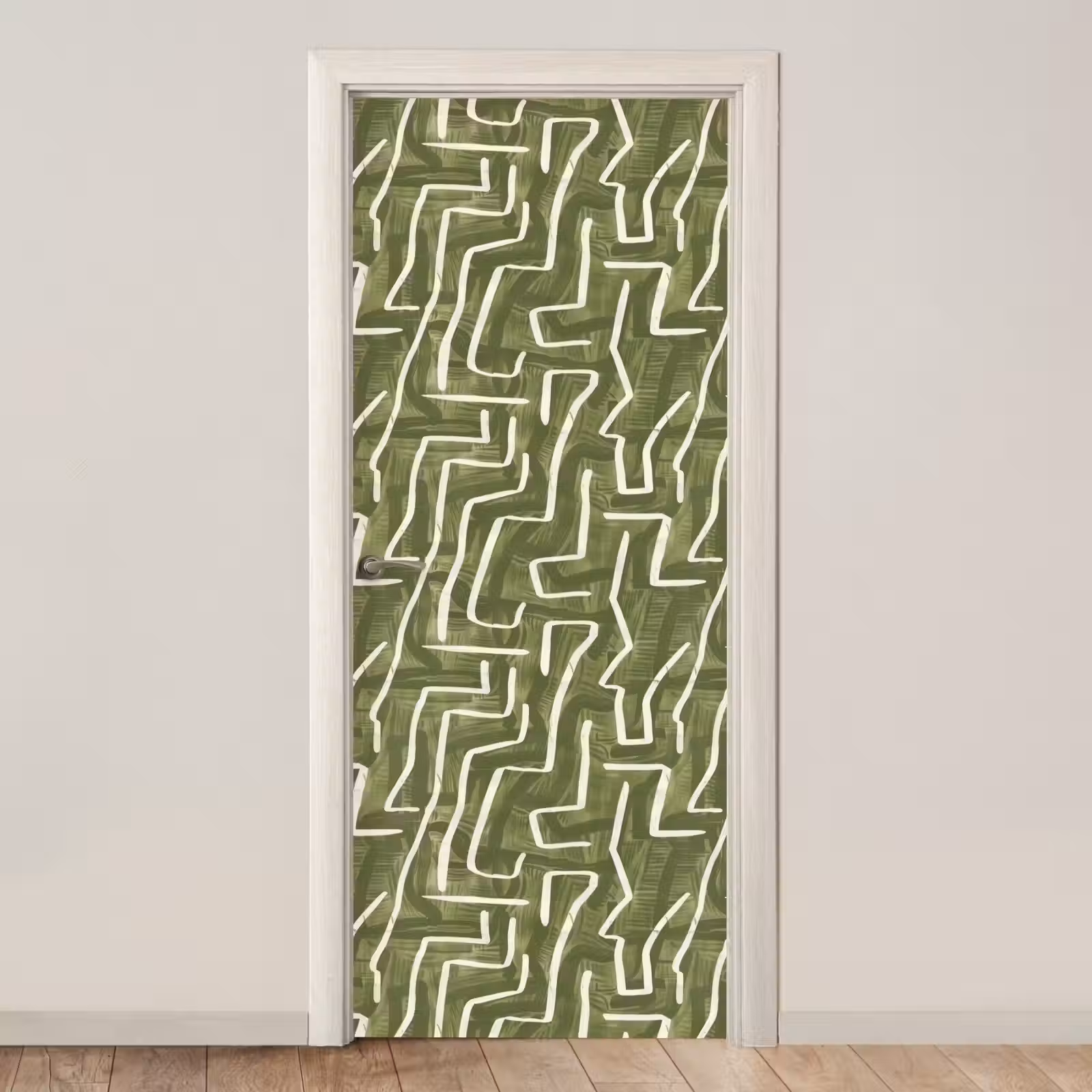 Deursticker - Groen - Abstract - Penseelstreken - Patroon — 1