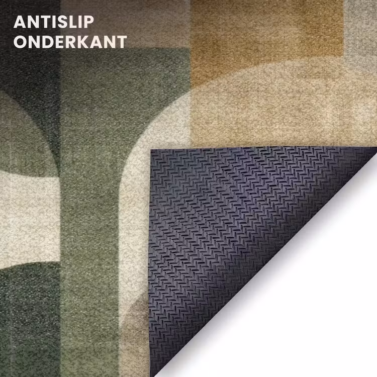 Deurmat - Olijfgroen - Geometrisch - Abstract - Mid-Century - Linnen - Patroon — 6