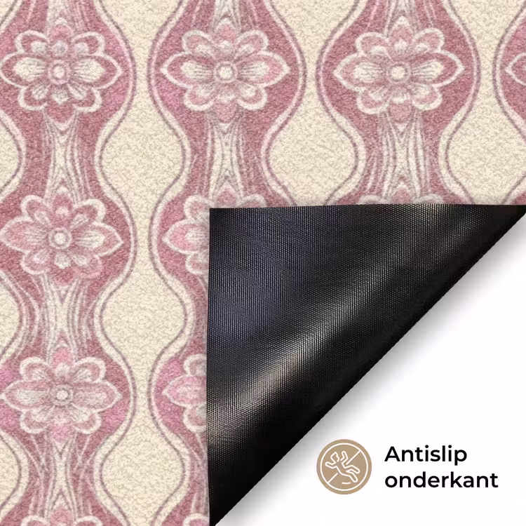 Deurmat - Paarsroze - Bloemen - Retro - Patroon — 6