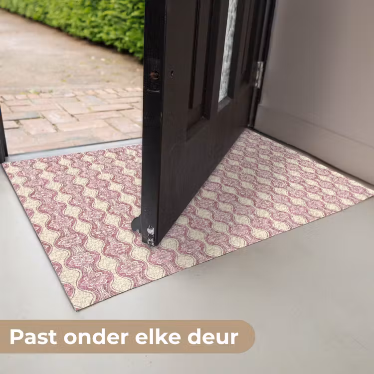 Deurmat - Paarsroze - Bloemen - Retro - Patroon — 7