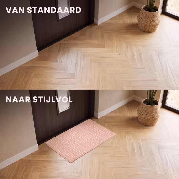Deurmat - Zalmroze - Strepen - Handgetekend - Patroon — 3