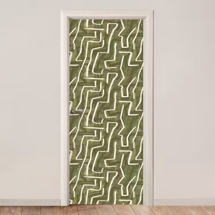 Deursticker - Groen - Abstract - Penseelstreken - Patroon — 1