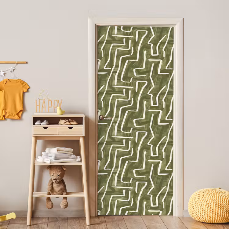 Deursticker - Groen - Abstract - Penseelstreken - Patroon — 6