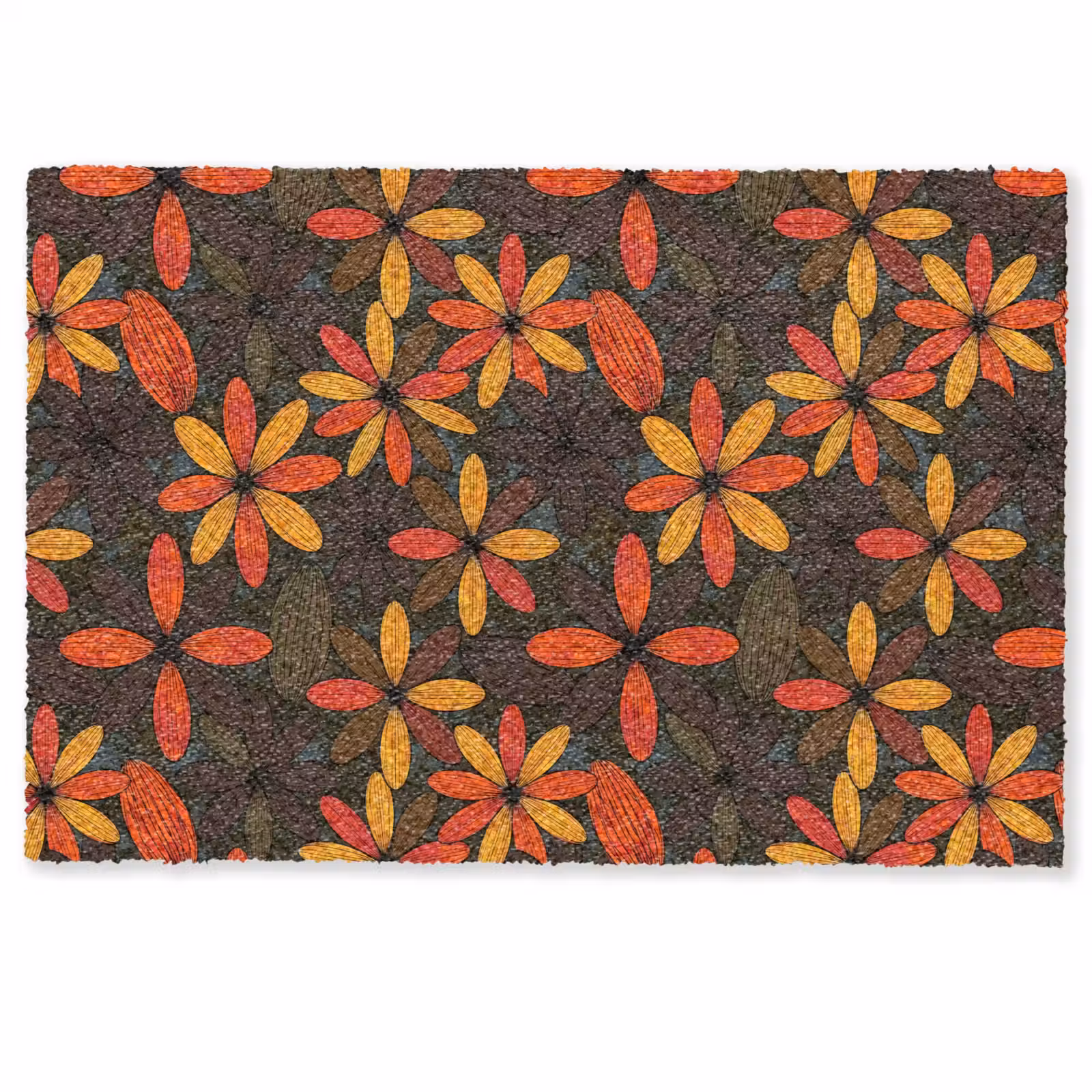 Deurmat - Oranje - Retro - Bloemen - Herfst — 1