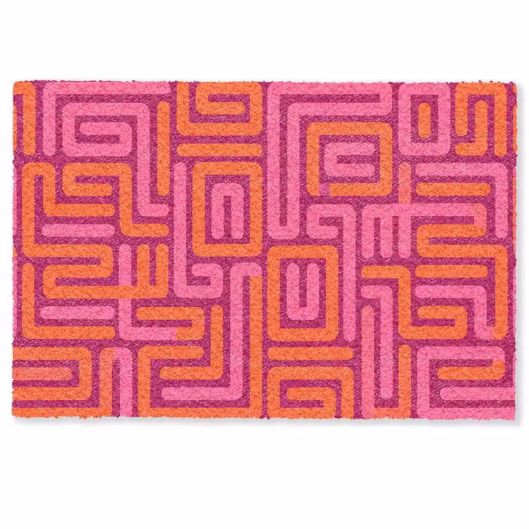 Deurmat - Abstract - Patroon - Lijnen - Roze - Oranje — 1