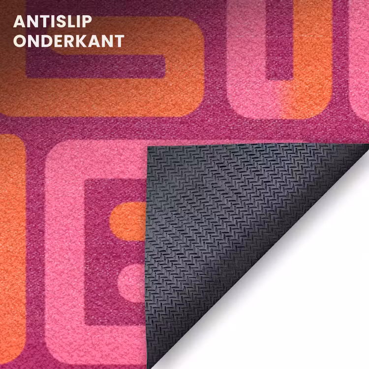 Deurmat - Abstract - Patroon - Lijnen - Roze - Oranje — 6