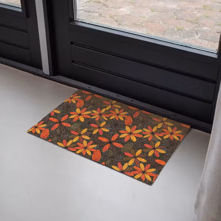 Deurmat - Oranje - Retro - Bloemen - Herfst — 2