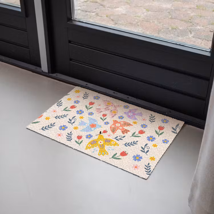Deurmat - Vogel - Bloemen - Folk - Kleurrijk - Dieren — 2