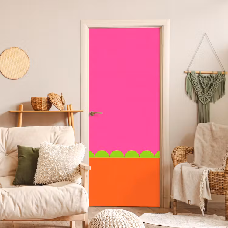 Deursticker - Abstract - Geometrisch - Kleurblokken - Roze - Oranje — 4