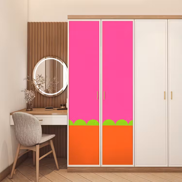 Deursticker - Abstract - Geometrisch - Kleurblokken - Roze - Oranje — 5