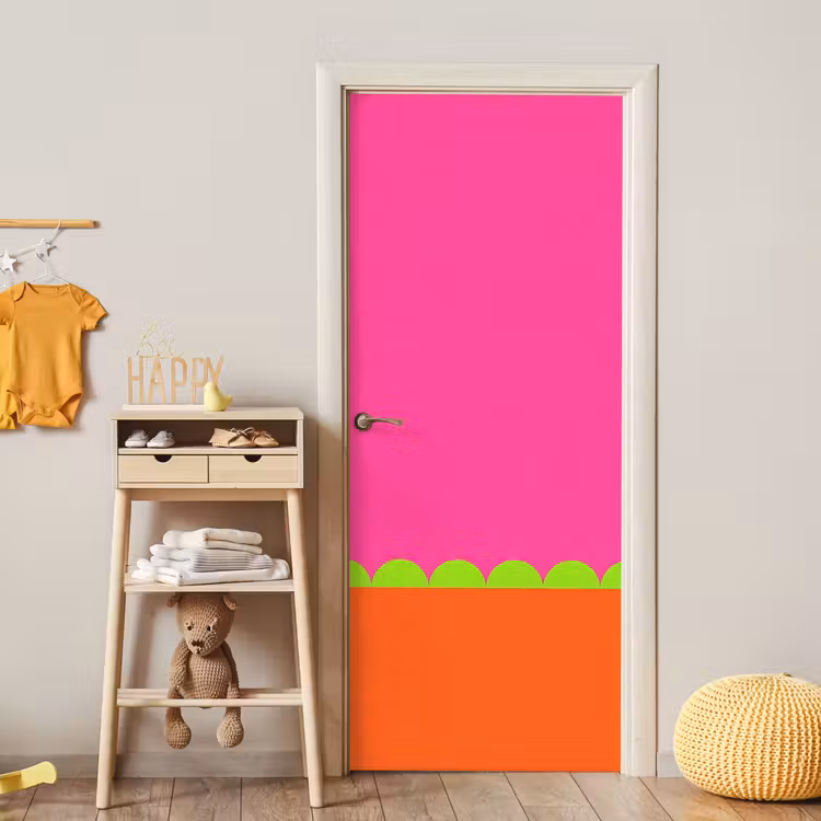 Deursticker - Abstract - Geometrisch - Kleurblokken - Roze - Oranje — 6