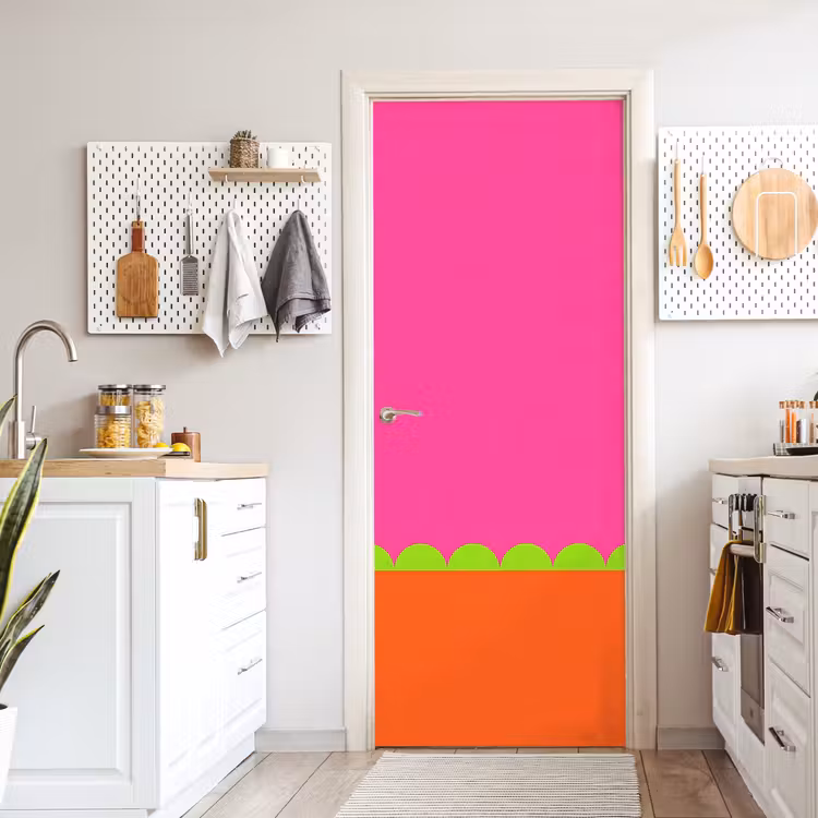 Deursticker - Abstract - Geometrisch - Kleurblokken - Roze - Oranje — 7