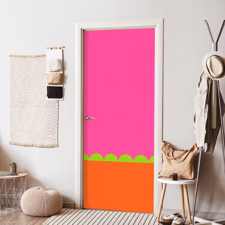 Deursticker - Abstract - Geometrisch - Kleurblokken - Roze - Oranje — 8