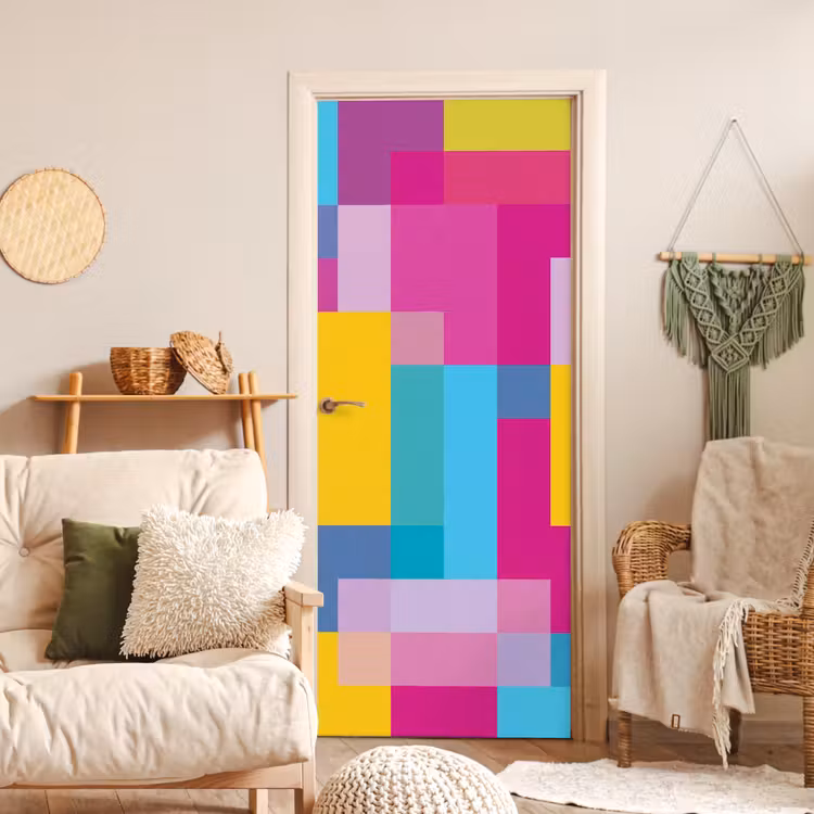 Deursticker - Abstract - Geometrisch - Kunst - Kleurrijk - Modern — 4