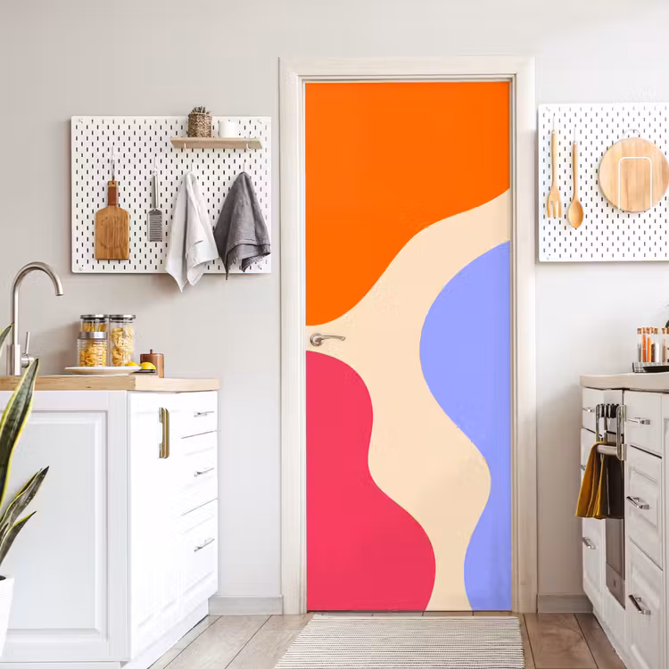 Deursticker - Abstract - Organische vormen - Design - Modern - Kleurrijk — 7