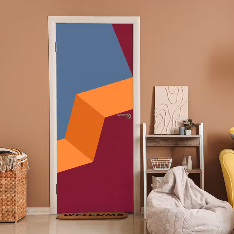 Deursticker - Abstract - Vormen - Modern - Blauw - Oranje — 2