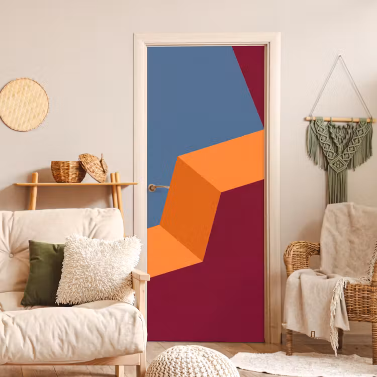 Deursticker - Abstract - Vormen - Modern - Blauw - Oranje — 4