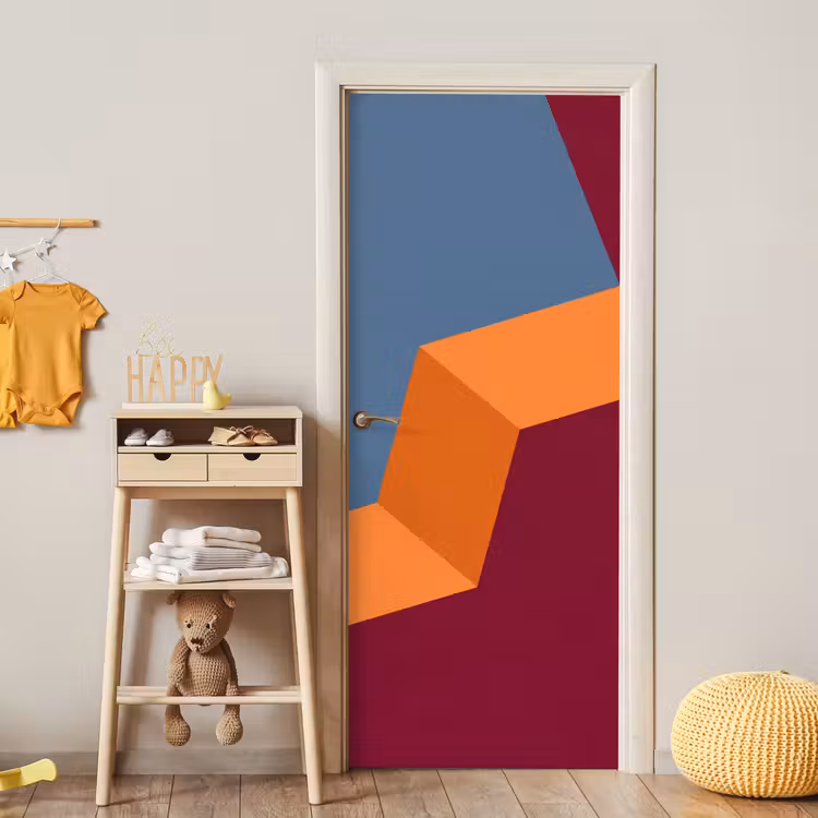 Deursticker - Abstract - Vormen - Modern - Blauw - Oranje — 6