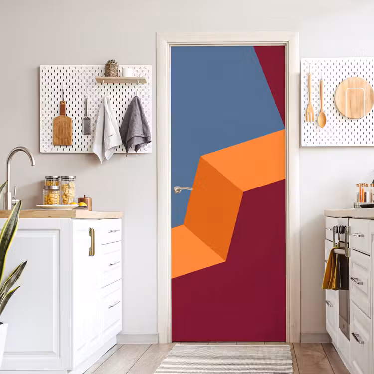 Deursticker - Abstract - Vormen - Modern - Blauw - Oranje — 7