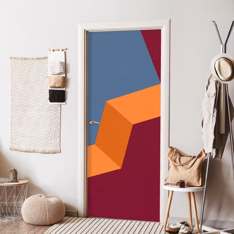 Deursticker - Abstract - Vormen - Modern - Blauw - Oranje — 8