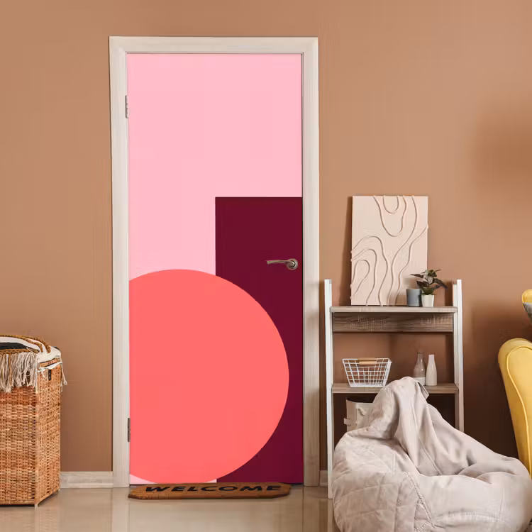 Deursticker - Abstract - Vormen - Roze - Modern - Design — 2