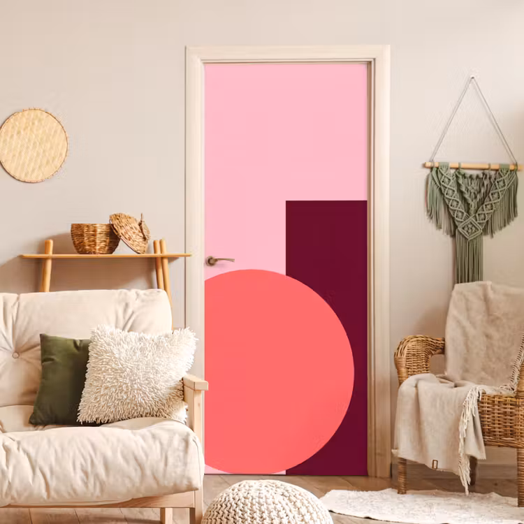 Deursticker - Abstract - Vormen - Roze - Modern - Design — 4