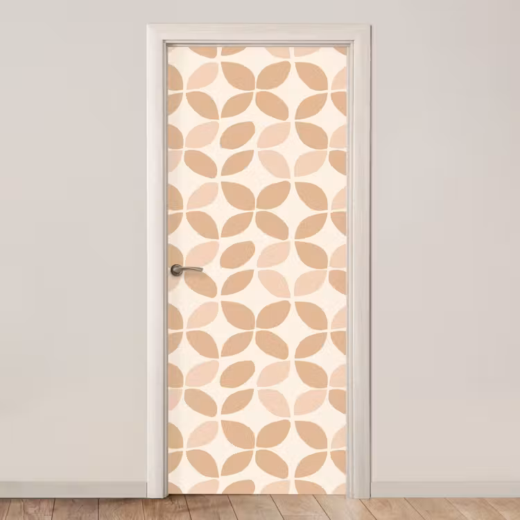 Deursticker - Beige - Bladeren - Minimalistisch - Patroon — 1