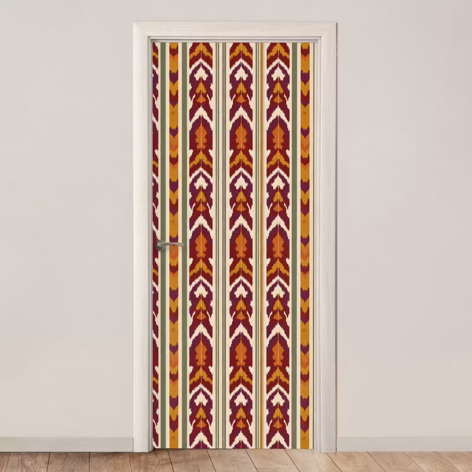 Deursticker - Ikat - Bordeauxrood - Etnisch - Patroon — 1