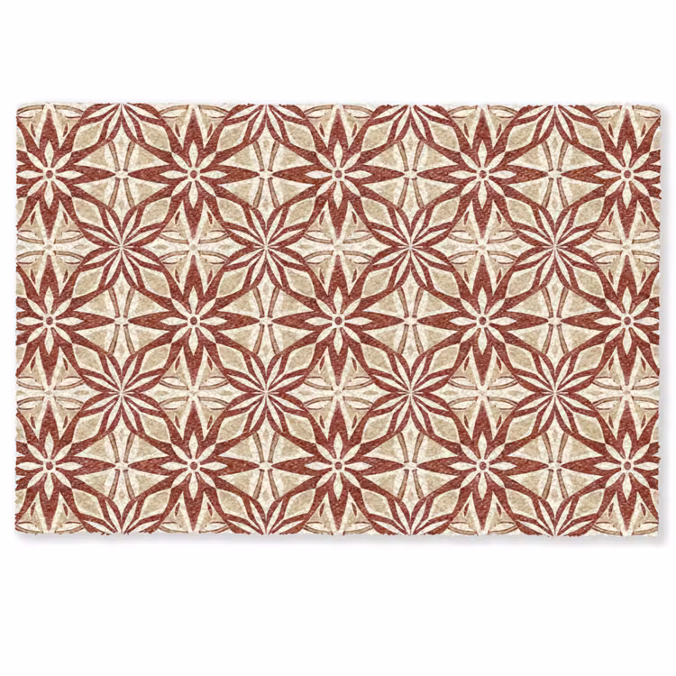 Deurmat - Bordeauxrood - Geometrisch - Tegel - Patroon — 1