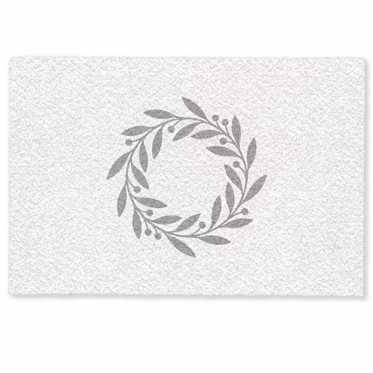 Deurmat - Krans - Bladeren - Natuur - Minimalistisch - Grijs — 1