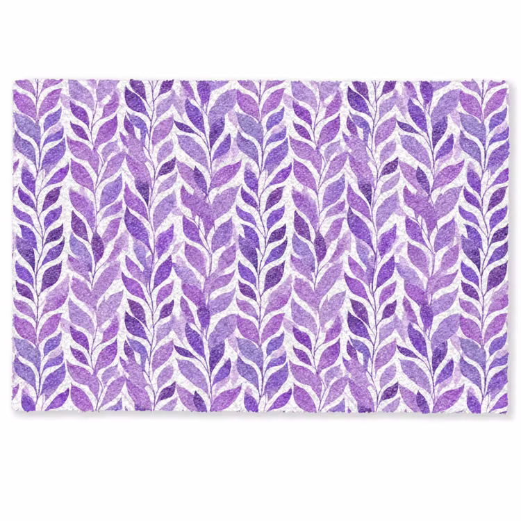 Deurmat - Paars - Botanisch - Bladeren - Aquarel - Takken - Patroon — 1