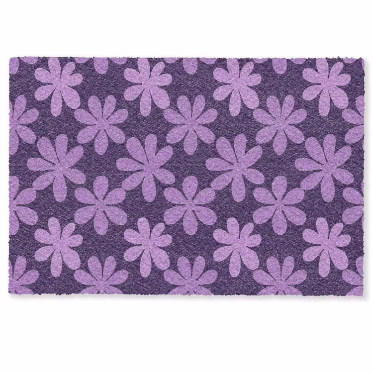 Deurmat - Paars - Botanisch - Bloemen - Retro - Patroon — 1