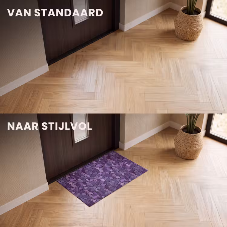 Deurmat - Paars - Mozaïek - Scherven - Steen - Patroon — 3