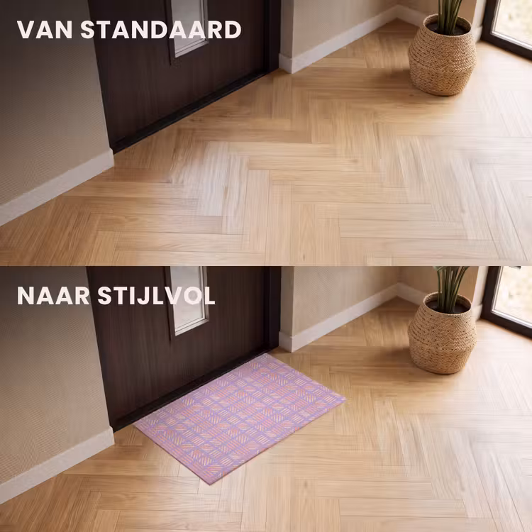 Deurmat - Paars - Roze - Geometrisch - Strepen - Blokken - Patroon — 3