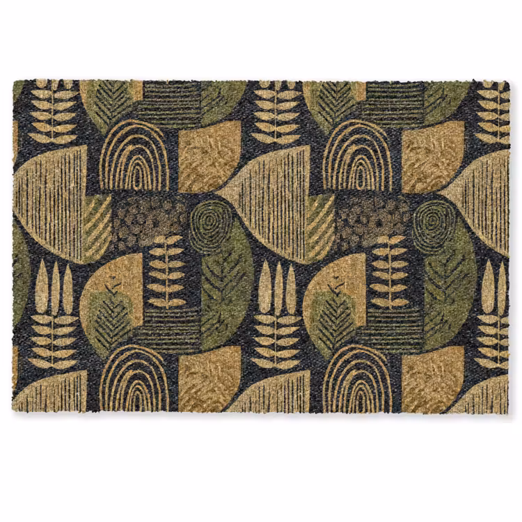 Deurmat - Zwart - Okergeel - Botanisch - Textuur — 1