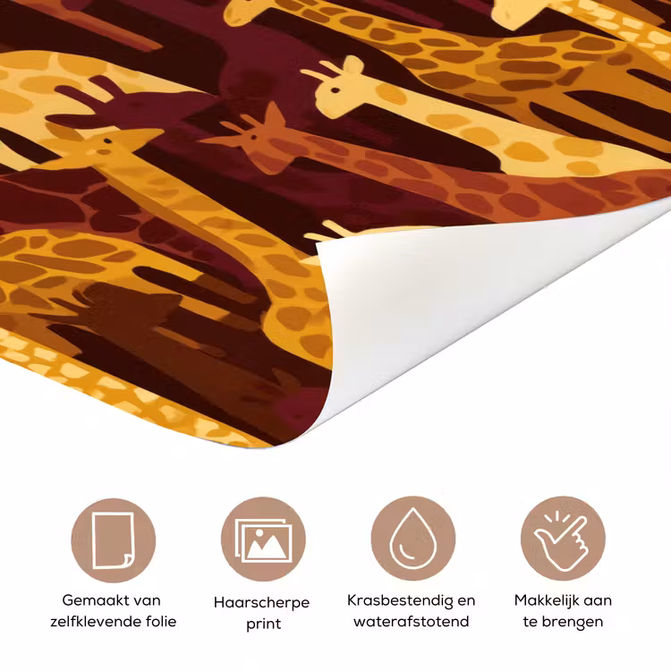 Deursticker - Bruin - Giraffen - Safari - Patroon — 3