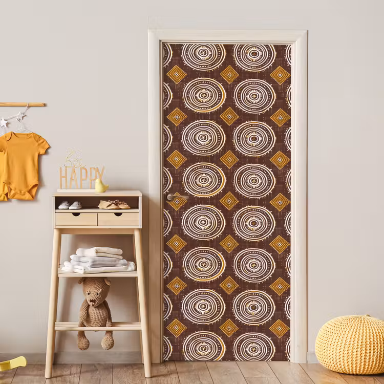 Deursticker - Chocoladebruin - Etnisch - Tribaal - Cirkels - Patroon — 6
