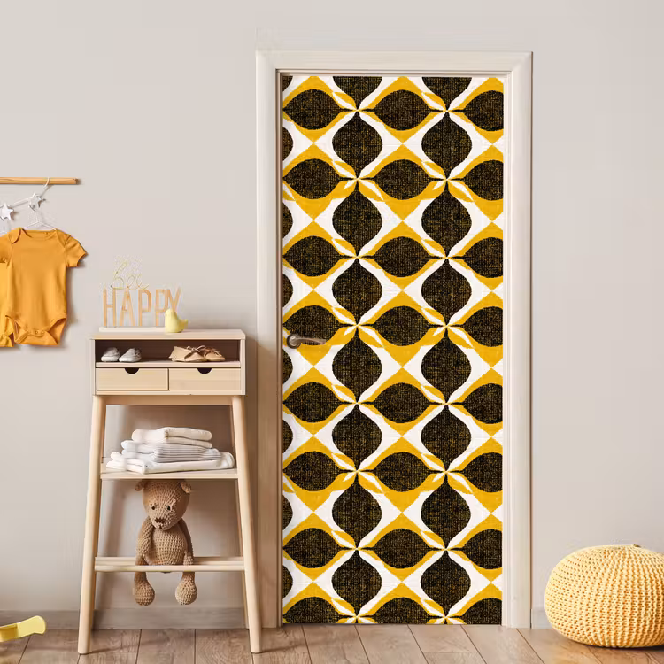 Deursticker - Geel - Zwart - Geometrisch - Retro - Textuur — 6