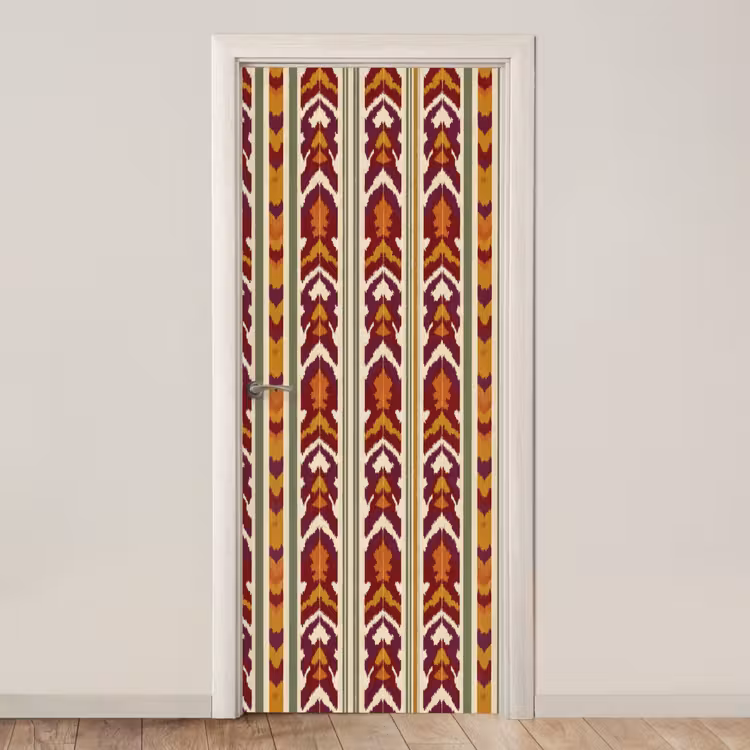 Deursticker - Ikat - Bordeauxrood - Etnisch - Patroon — 1
