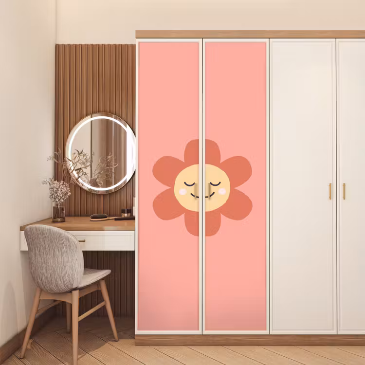 Deursticker - Bloemen - Tekenfilm - Kind - Roze — 5