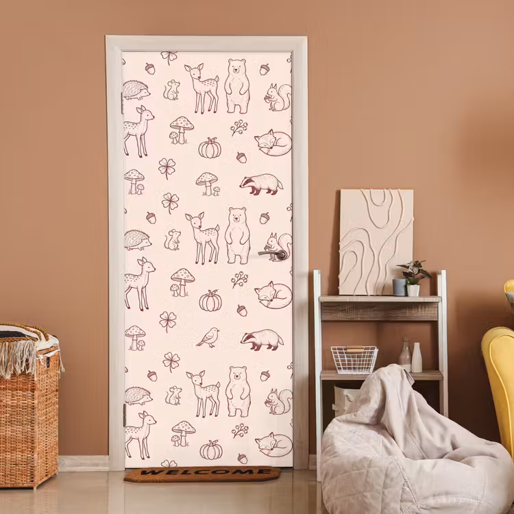 Deursticker - Dieren - Bos - Natuur - Schets - Patroon — 2