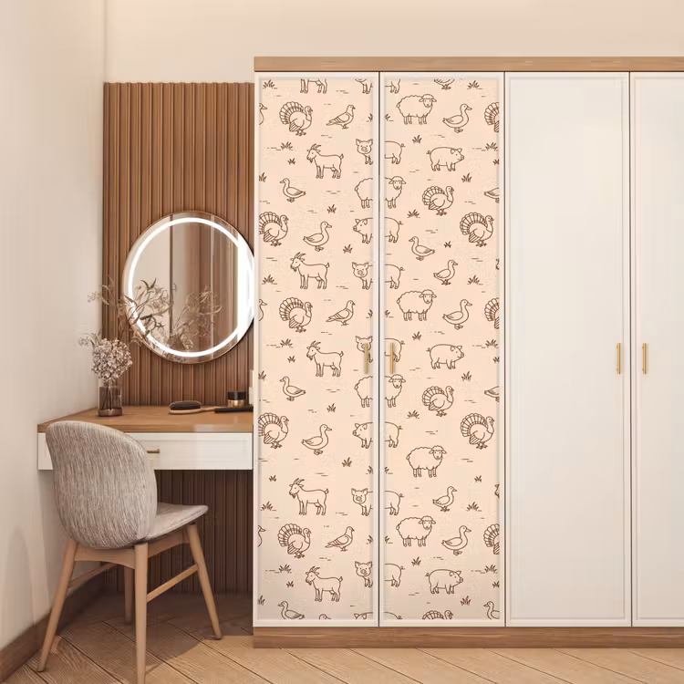 Deursticker - Dieren - Patroon - Boerderij - Minimalistisch - Beige — 5
