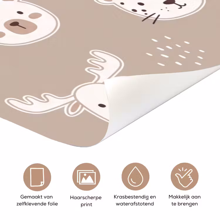 Deursticker - Dieren - Patroon - Illustratie - Modern - Beige — 3